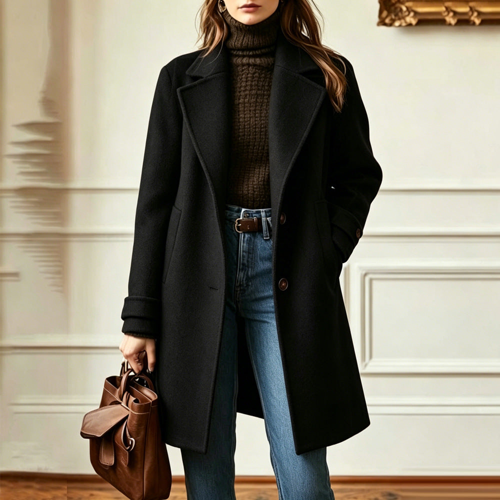 Maribel | Womens Plaid Mid Length Coat - Black No