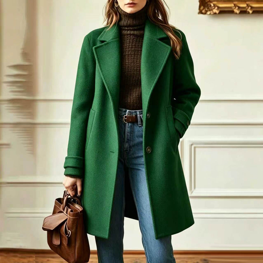 Maribel | Womens Plaid Mid Length Coat - Green No