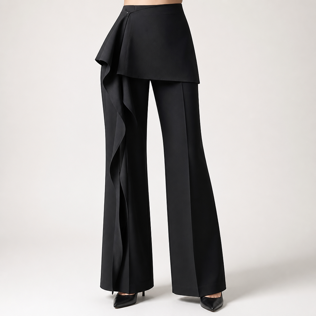 Marlowe | Womens Trousers Flared High Waisted Suit Casual Pants, Black 3