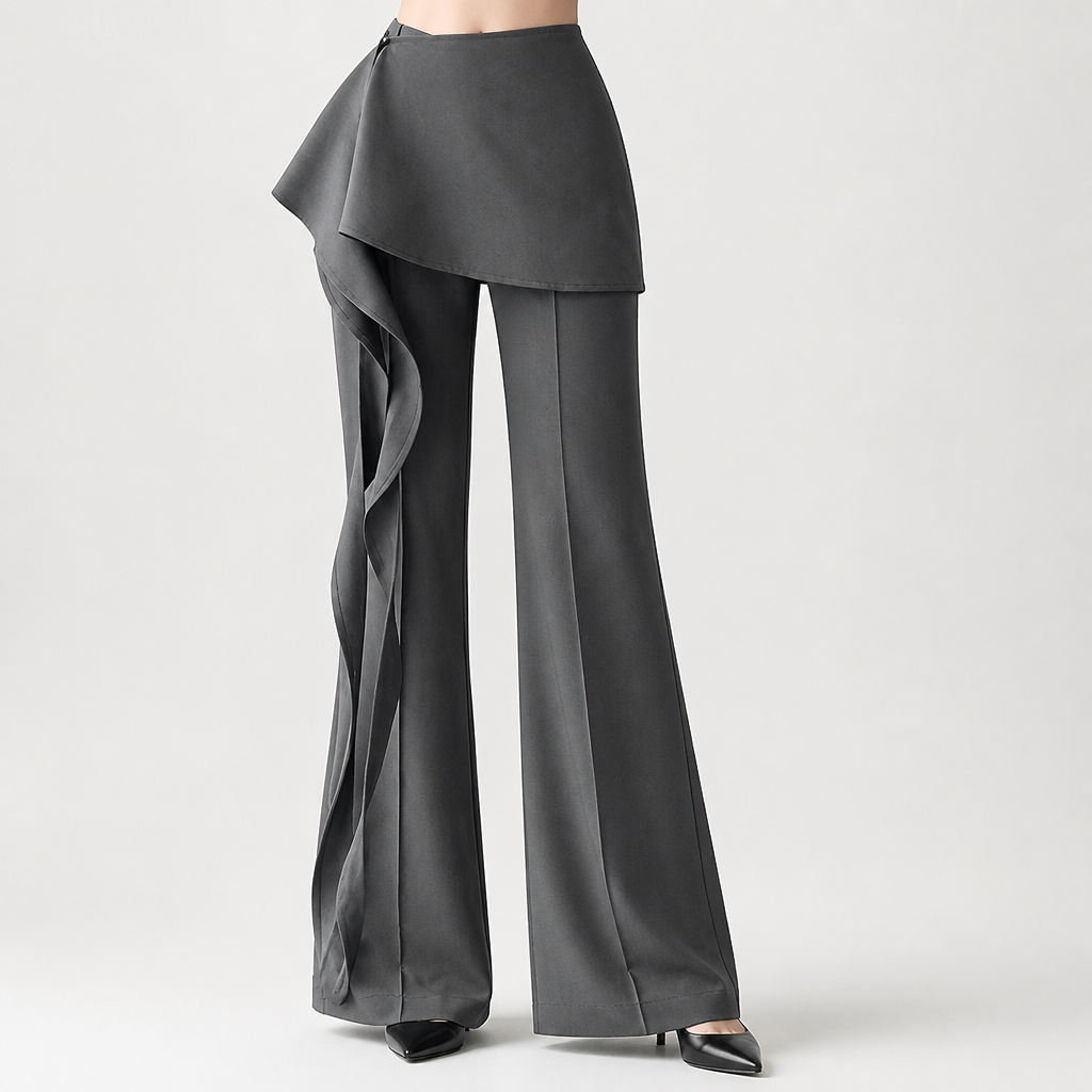 Marlowe | Womens Trousers Flared High Waisted Suit Casual Pants, Gray 2