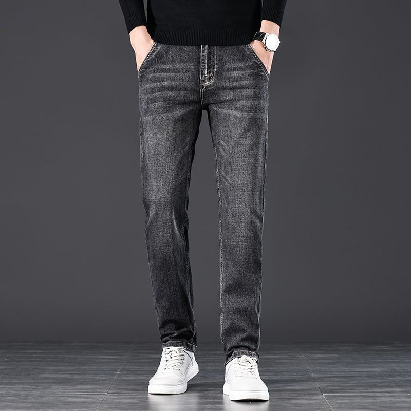 Mason | Mens Straight Loose Stretch Elastic Waist Jeans - Black Grey