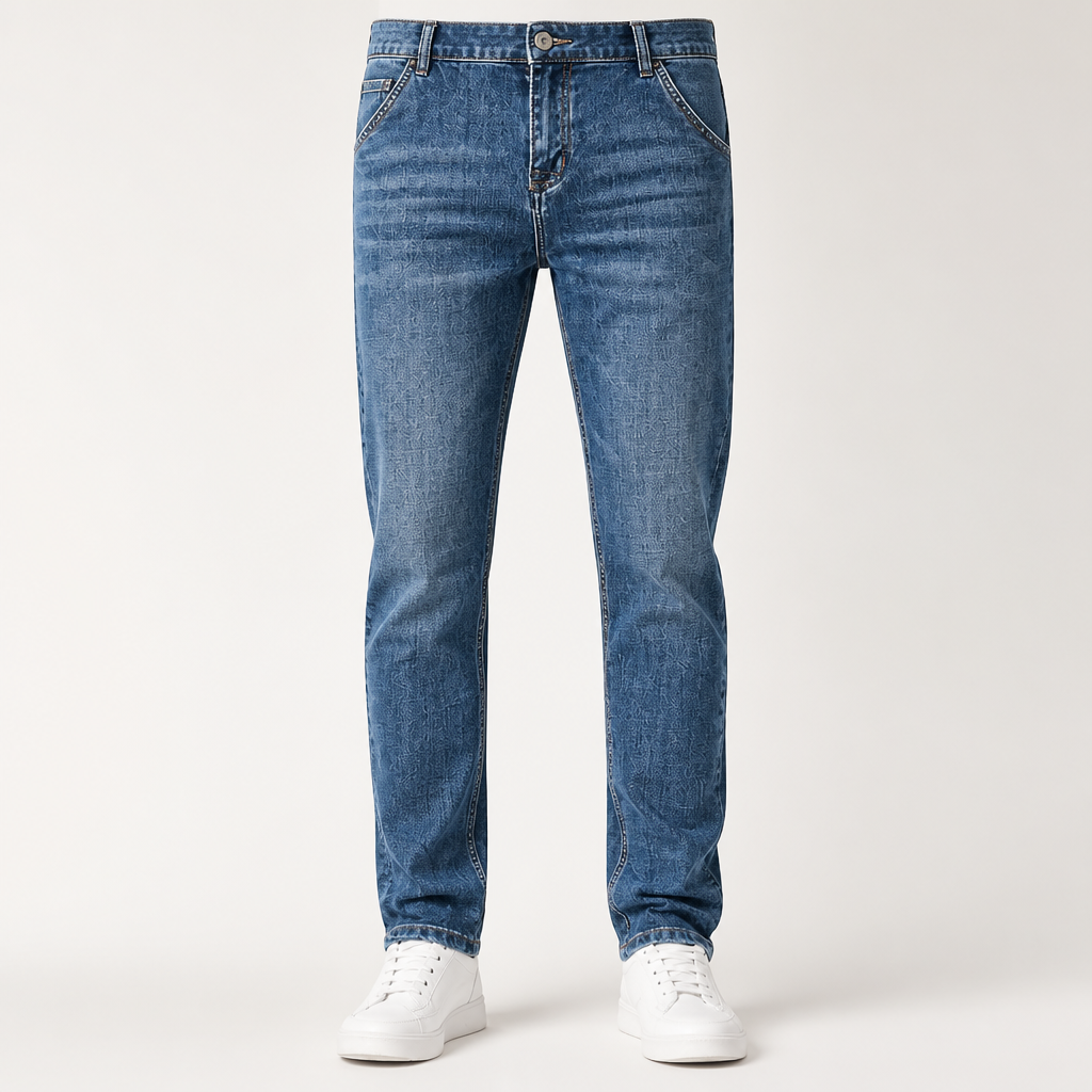Mason | Mens Jeans Straight Leg Loose Stretch Elastic Waist Jeans, Grey