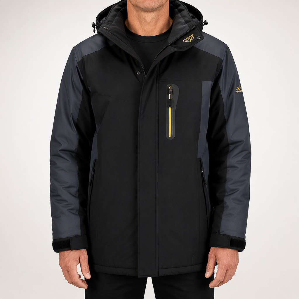 Maud | Mens Ski Jacket Fleece Lined Waterproof Windproof Snowboard Coat, Black