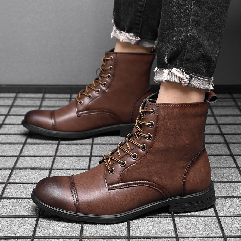 Merrick | Mens Autumn Winter Lace Up Leather Martin Boots - 2