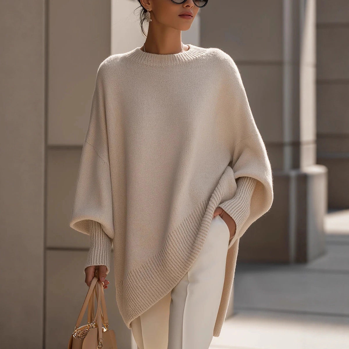 Millicent | Womens Wool Round Neck Pullover Knitted Jumper Loose Lazy - 1