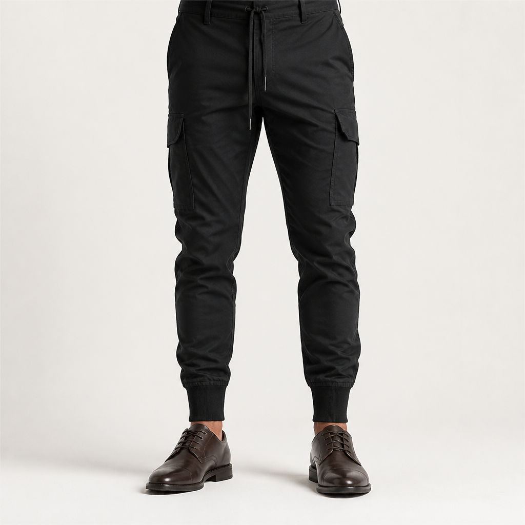 Milo | Mens Cargo Work Multi Pocket Quick Dry Sports Trousers, Black