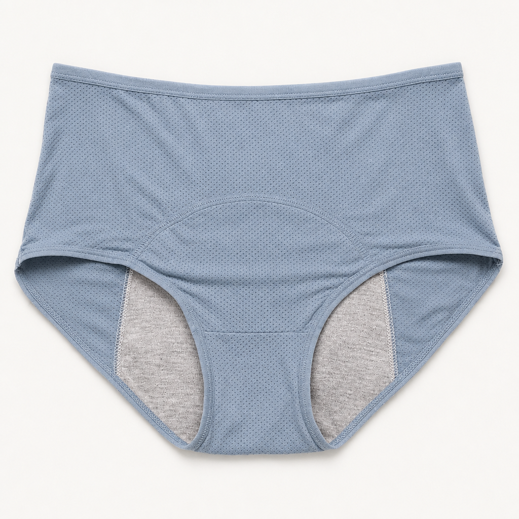 Mira | Womens Leak Proof High Waist Cotton Period Underwear, Blue Grey