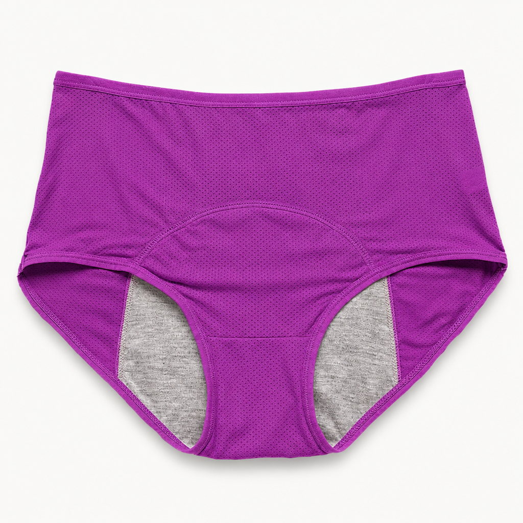 Mira | Womens Leak Proof High Waist Cotton Period Underwear, Crystal Purple