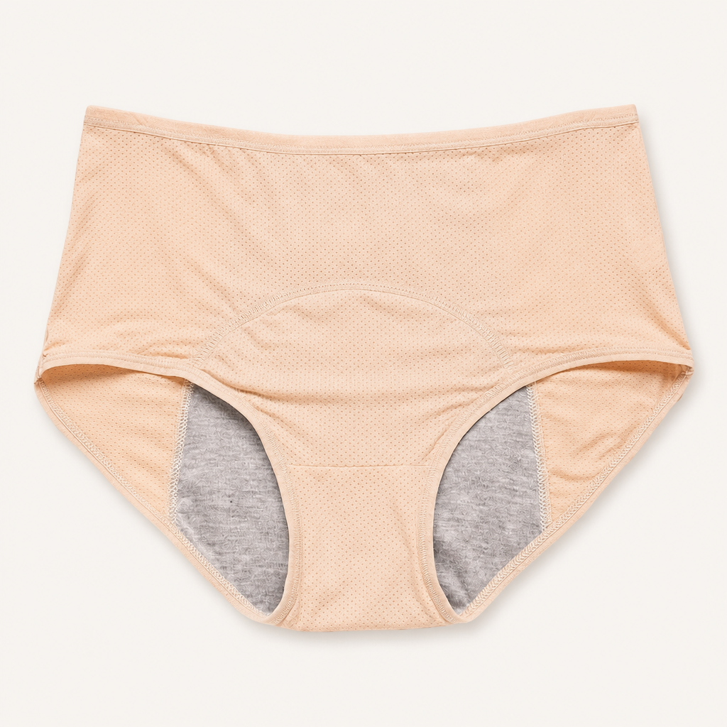 Mira | Womens Leak Proof High Waist Cotton Period Underwear, Nude