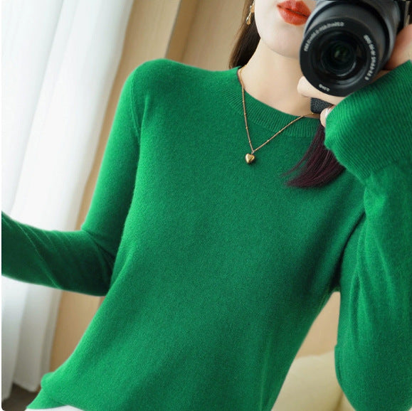 Nadia | Womens Round Neck Long Sleeve Knitted Jumper - Emerald