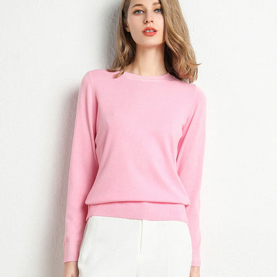 Nadia | Womens Round Neck Long Sleeve Knitted Jumper - Pink