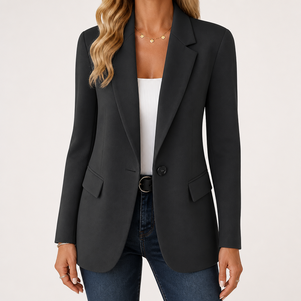 Nadine | Womens Long Sleeve Cardigan Blazer Knit Casual Jumper, Dark Grey