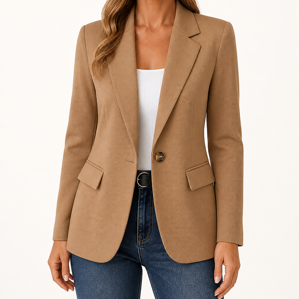 Nadine | Womens Long Sleeve Cardigan Blazer Knit Casual Jumper, Khaki