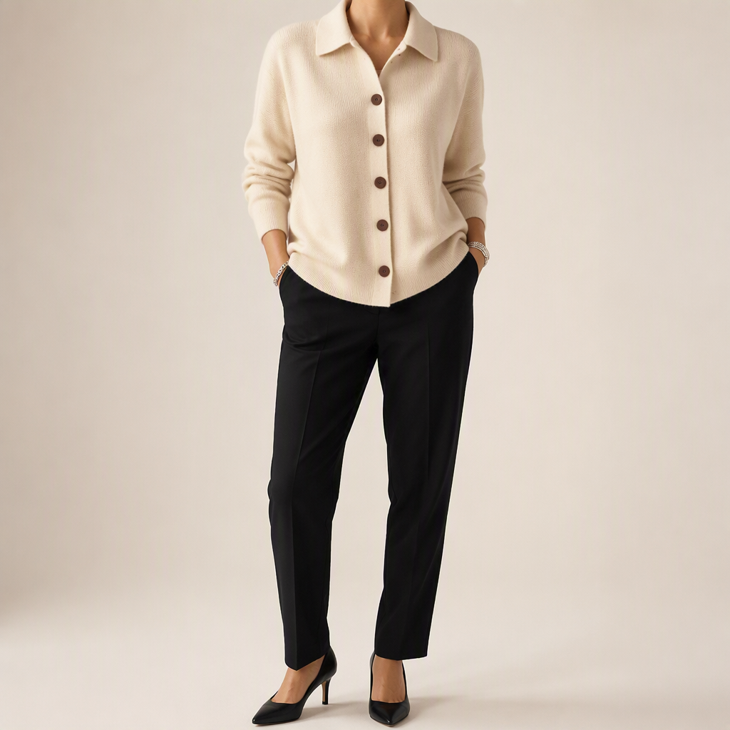 Nancy | Womens Button Knitted Jumper Cardigan, Apricot
