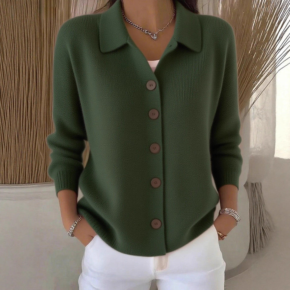 Nancy | Womens Button Knit Sweater Cardigan, Army Green