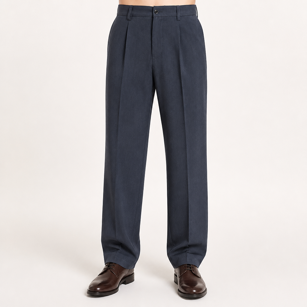 Nathaniel | Mens Wide Leg Straight Loose Casual Summer Trousers, Dark Grey
