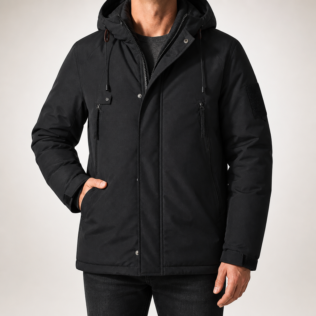 Nero | Mens Waterproof Winter Coat Padded Workwear Outdoor Coat, Black