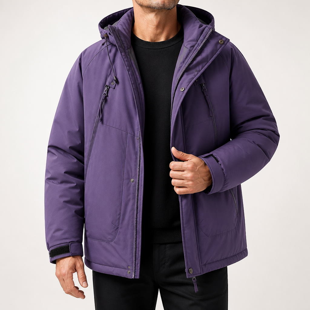 Nero | Mens Waterproof Winter Coat Padded Workwear Outdoor Coat, Purple