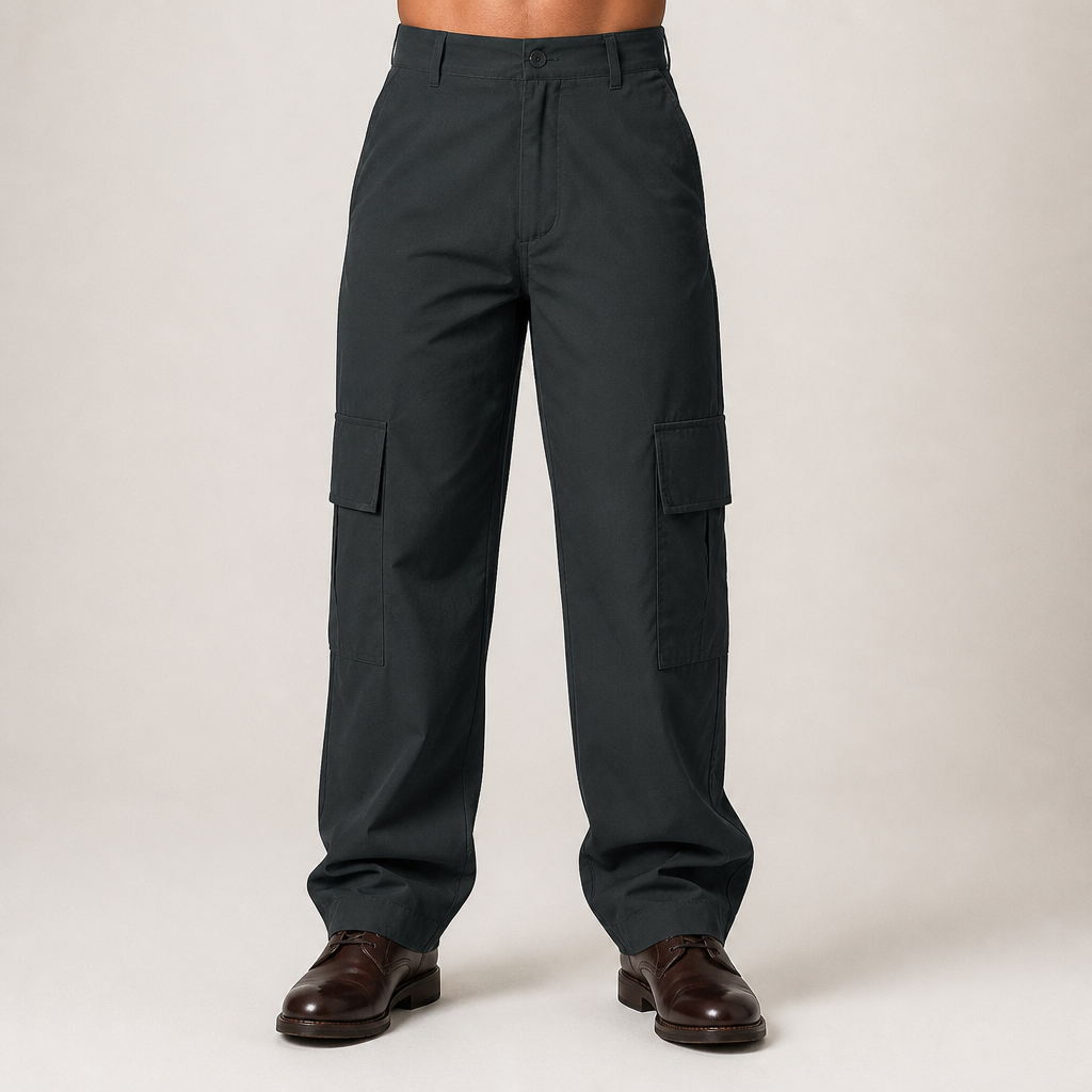Nero | Mens Cargo Trousers Work Multi Pocket Straight Leg Trousers, Graphite