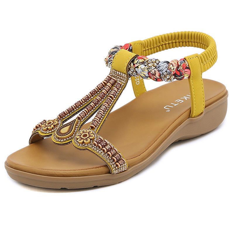 Noemi | Womens Elastic Band Lightweight Black Sandals - 6