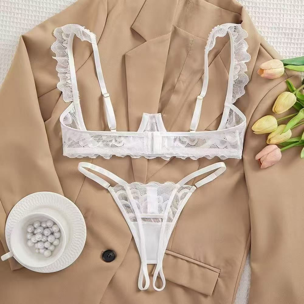 Noor | Womens Plus Size Lace Lingerie Bra Thong Set - 2