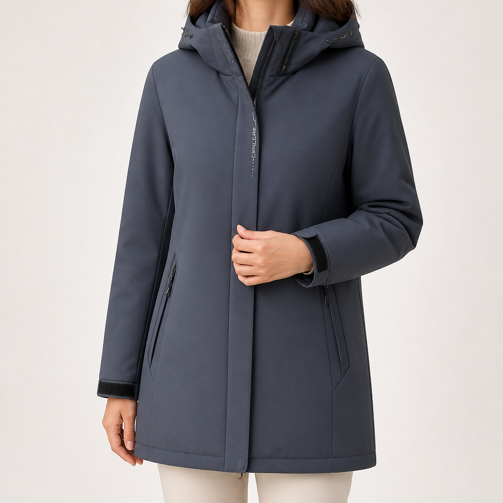 Noor | Womens Waterproof Jacket Windproof Hooded Ski Outdoor Coat, Dark Gray