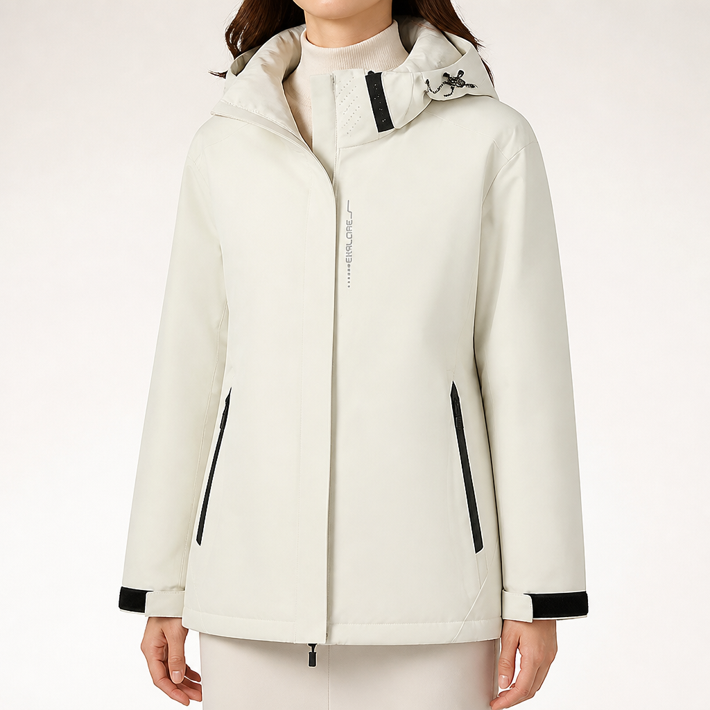 Noor | Womens Waterproof Jacket Windproof Hooded Ski Outdoor Coat, White