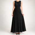 Odette | A Line Chiffon Maxi Wedding Guest Summer Dresses, Black