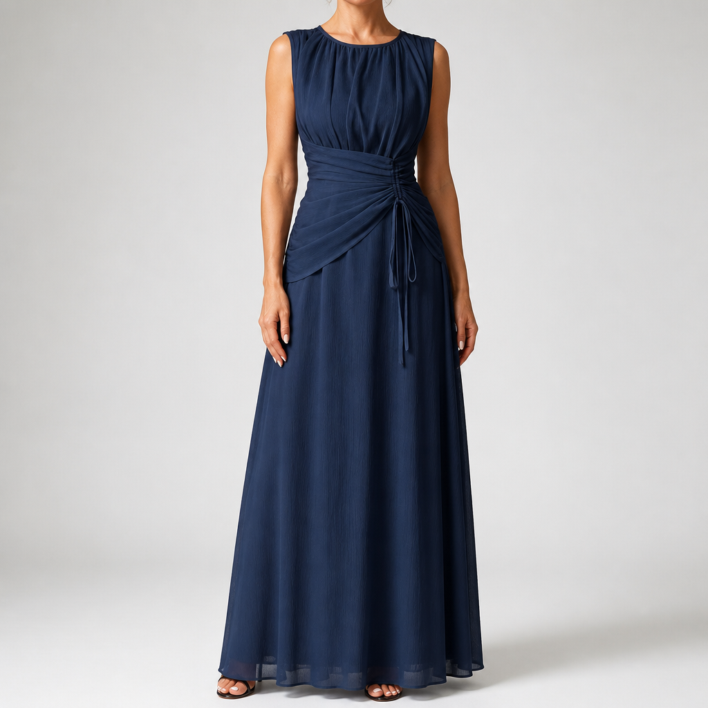 Odette | A Line Chiffon Maxi Wedding Guest Summer Dresses, Blue