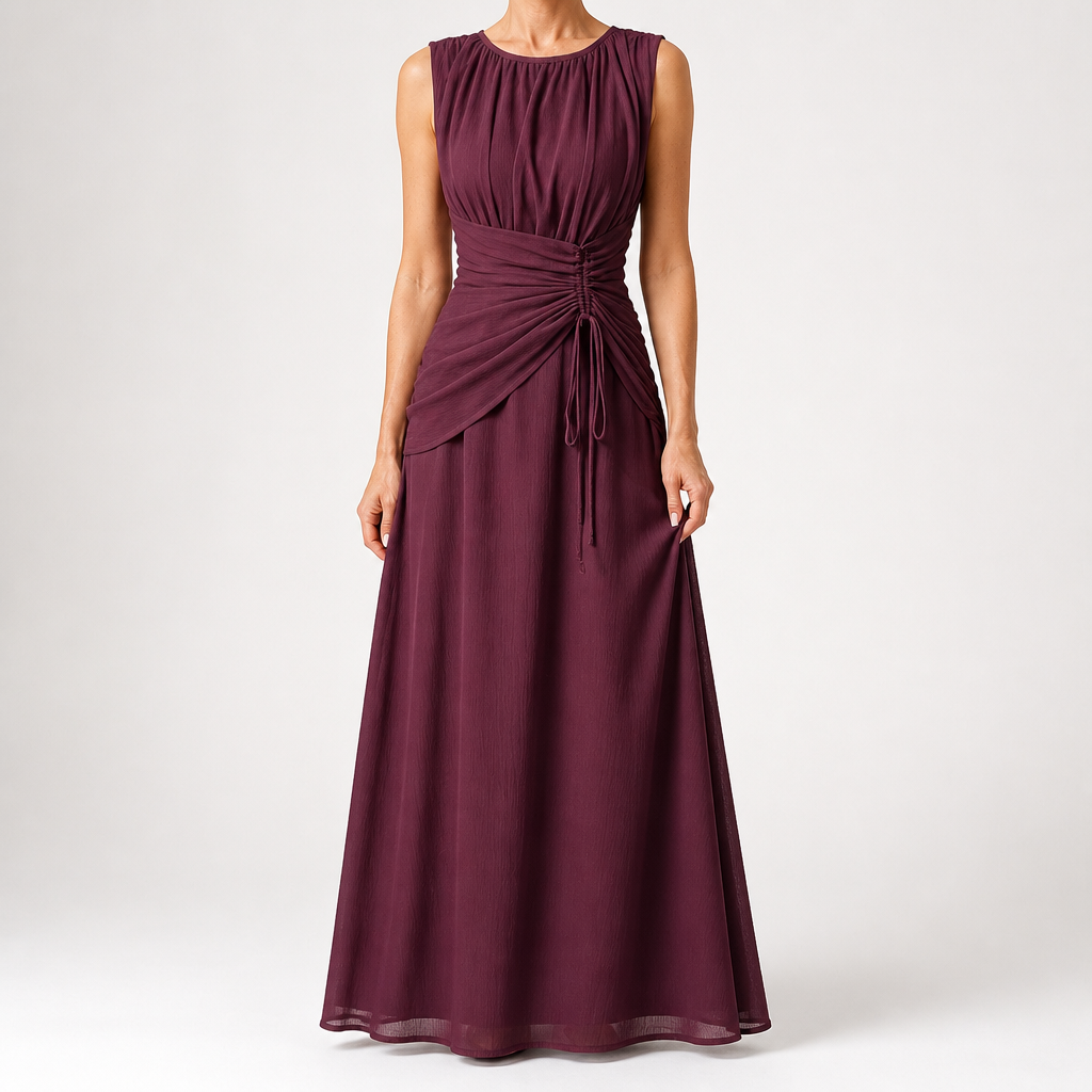 Odette | A Line Chiffon Maxi Wedding Guest Summer Dresses, Purple