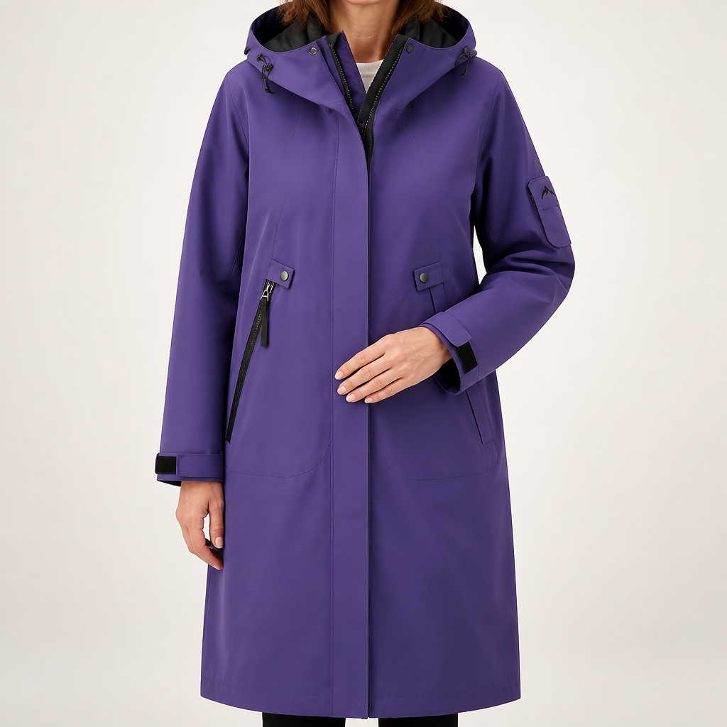 Odile | Womens Waterproof Jacket Hooded Windproof Outdoor Rain Coat, Purple