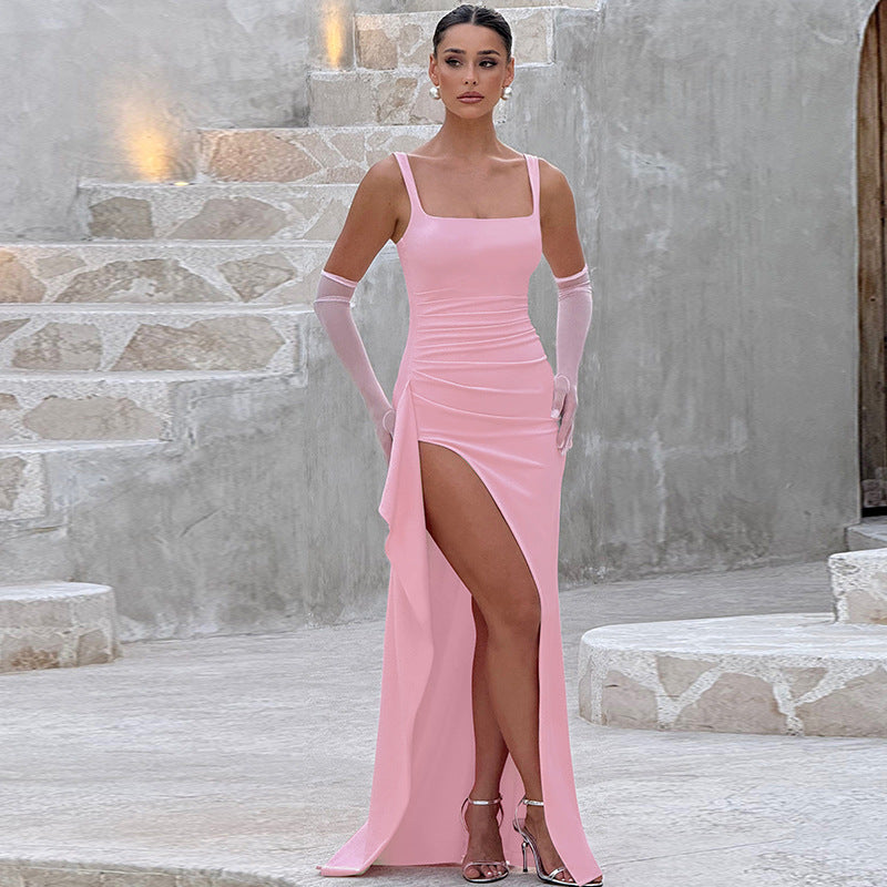 Ondine | Womens Strapless Backless High Slit Maxi Wedding Guest Dresses - 13