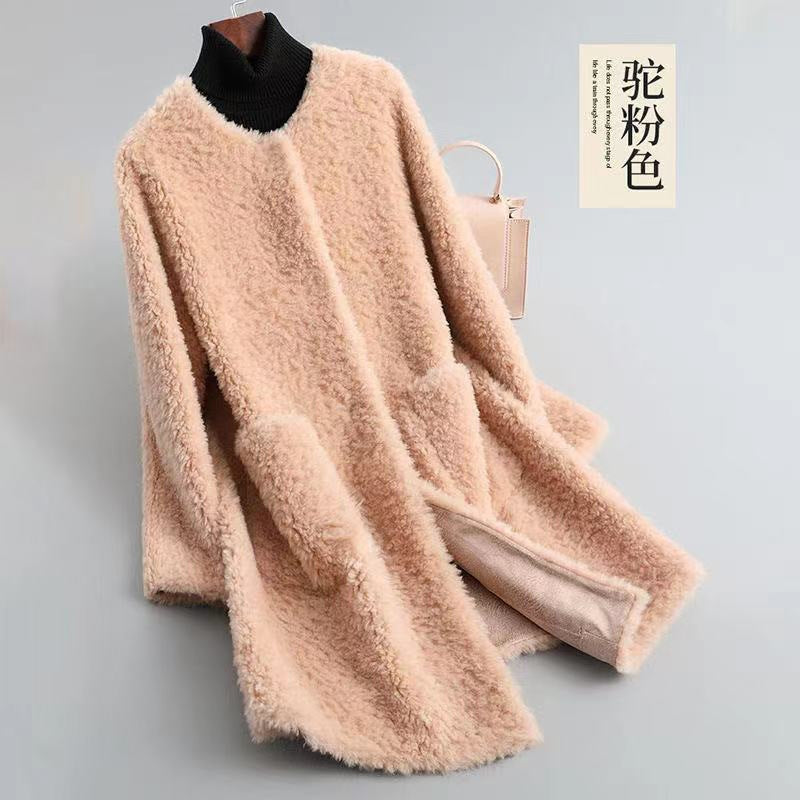 Ophelia | Womens Faux Fur Longline Coat - Pink