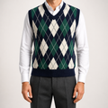 Orson | Mens Argyle V Neck Knitted Jumper Sweater Vest, Navy