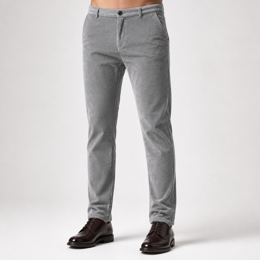 Orson | Mens Slim Fit Straight Leg Business Casual Trousers, Light Grey