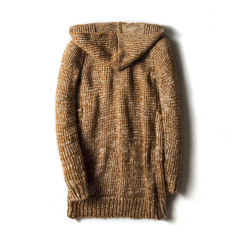 Osborn | Mens Long Hooded Toggle Knit Cardigan - 2