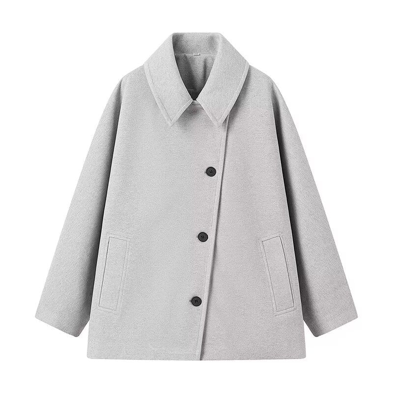 Ottilie | Womens Lapel Faux Fur Coat - Grey