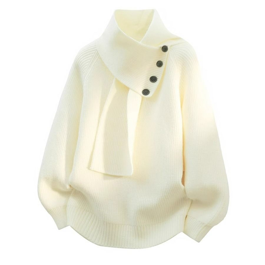Pearl | Womens Scarf Collar Wool Knit Sweater