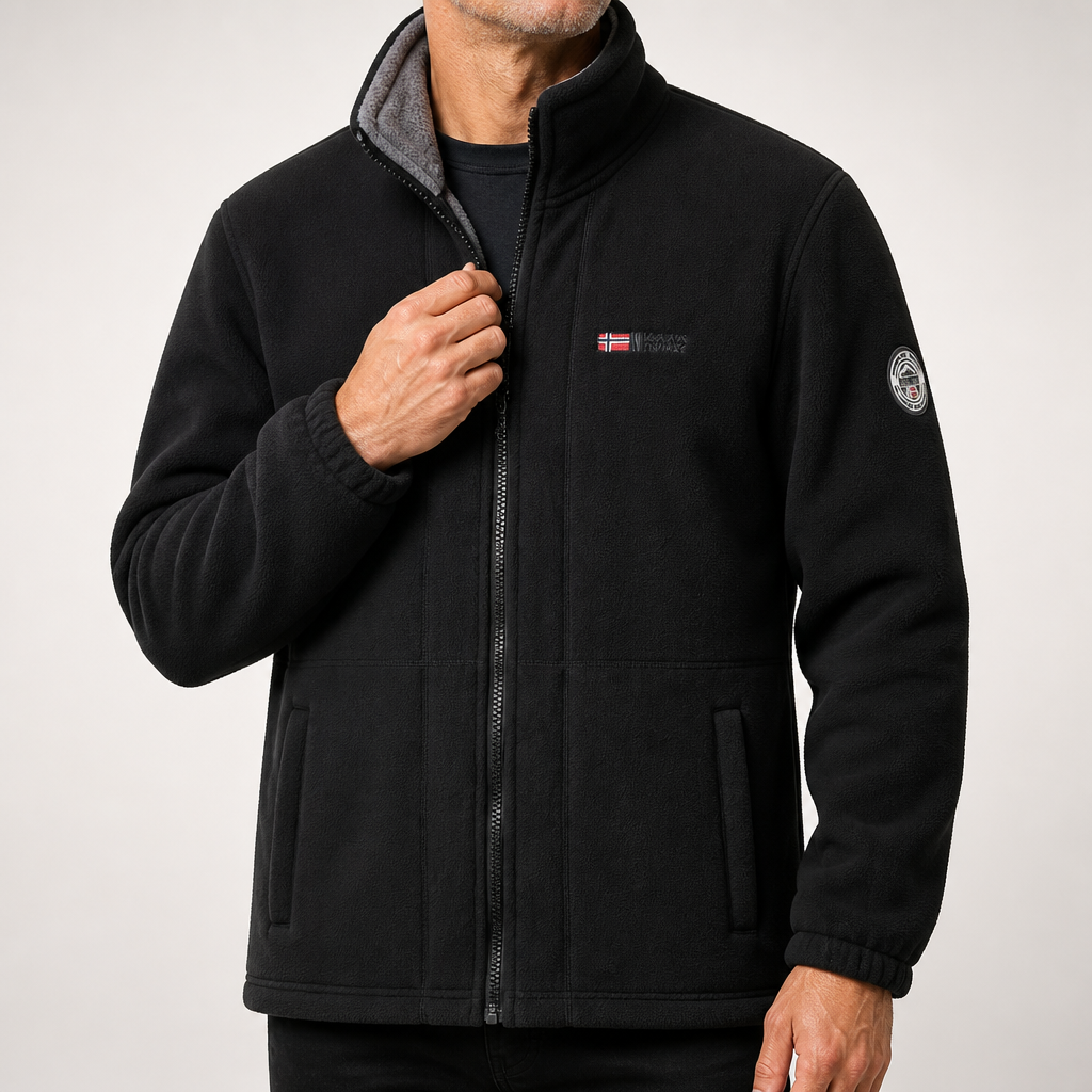 Percival | Mens Fleece Jacket Zip Up Warm Winter Casual Jacket, Black