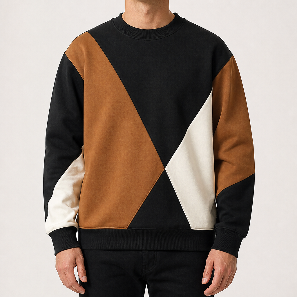 Percival | Mens Sweatshirt Round Neck Loose Casual Long Sleeve Pullover, Black