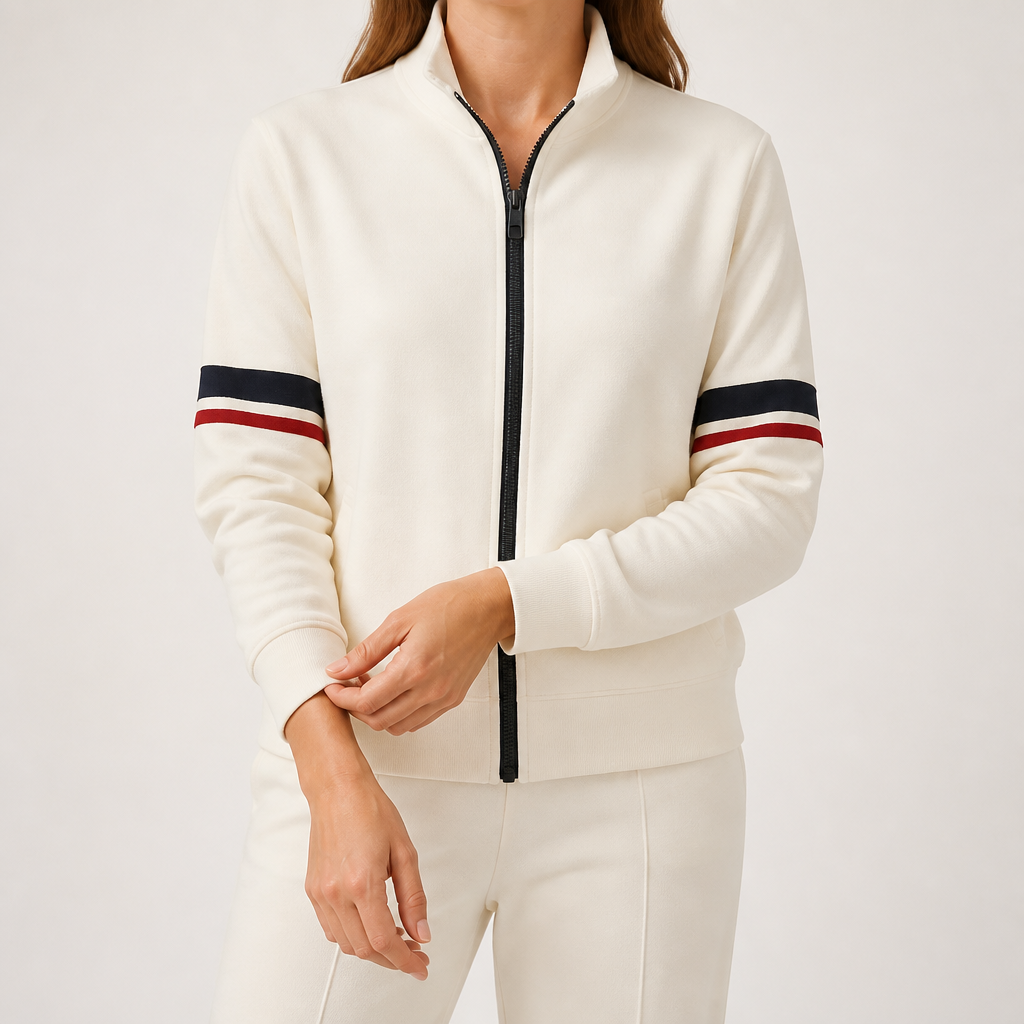 Percival | Womens Tracksuit Fleece Lined Cardigan Sports Two Piece Set Loungewear, Beige