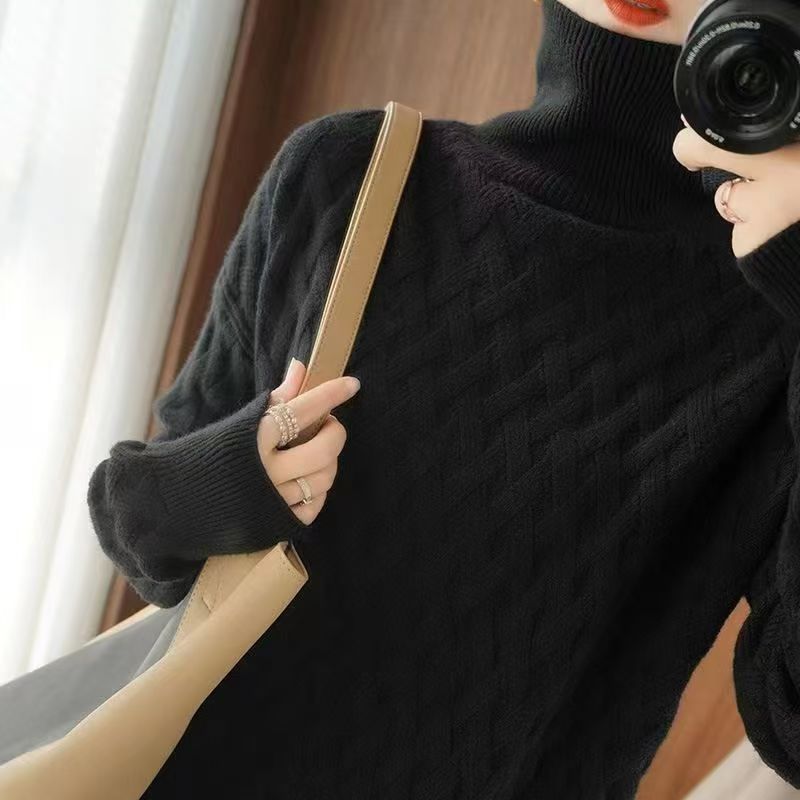 Pernille | Womens Turtleneck Knitted Jumper - Black