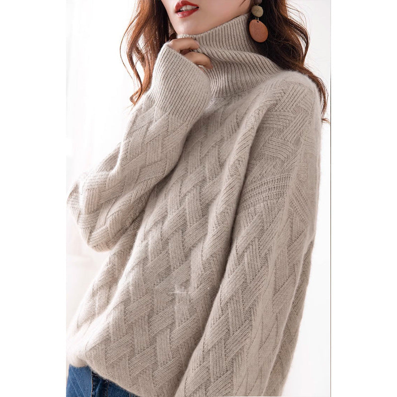 Pernille | Womens Turtleneck Knitted Jumper - Camel