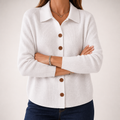 Polly | Womens Collared Knit Cardigan Jumper, White