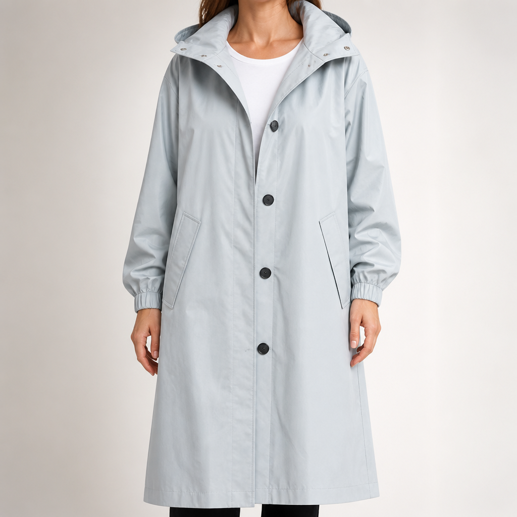 Quinlan | Womens Trench Windbreaker British Mid Length Jacket, Light Blue