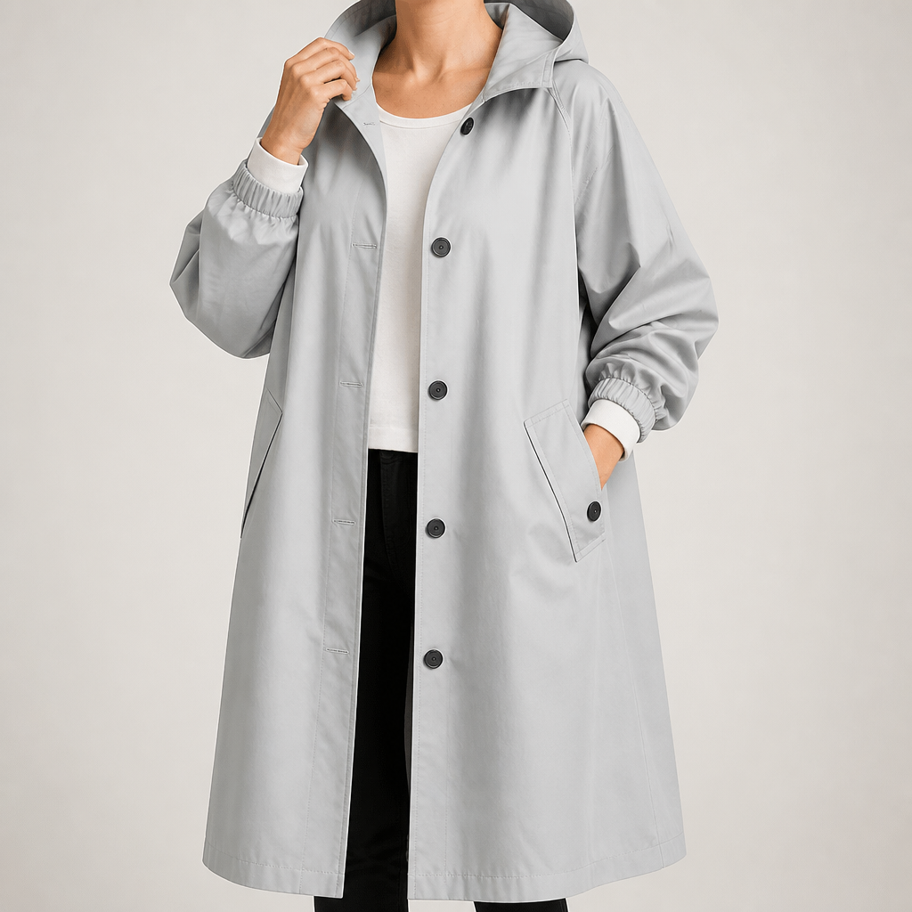 Quinlan | Womens Trench Windbreaker British Mid Length Jacket, Light Grey