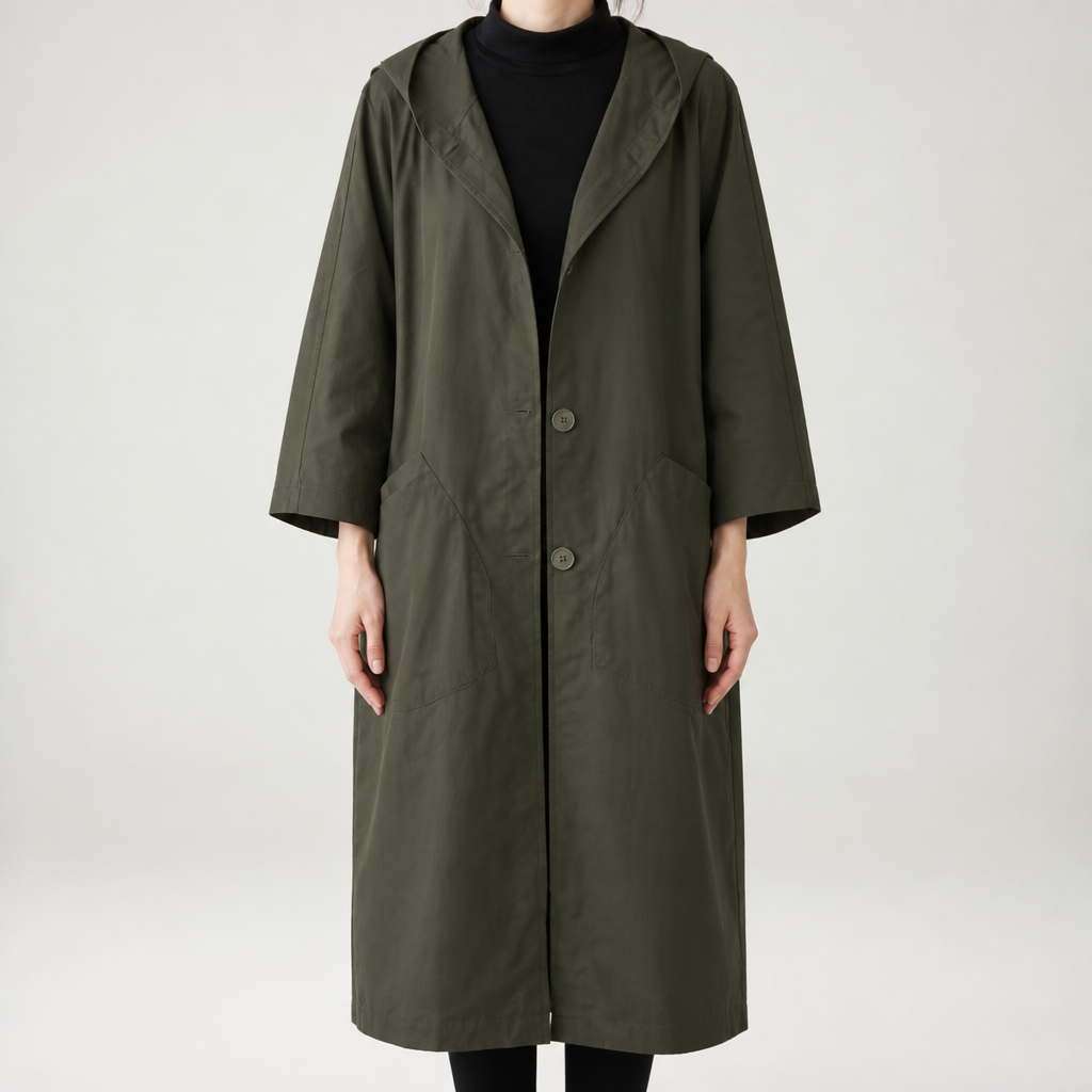 R017 | Womens Waterproof Jacket Plus Size Hooded Windproof Rain Coat, Army Green