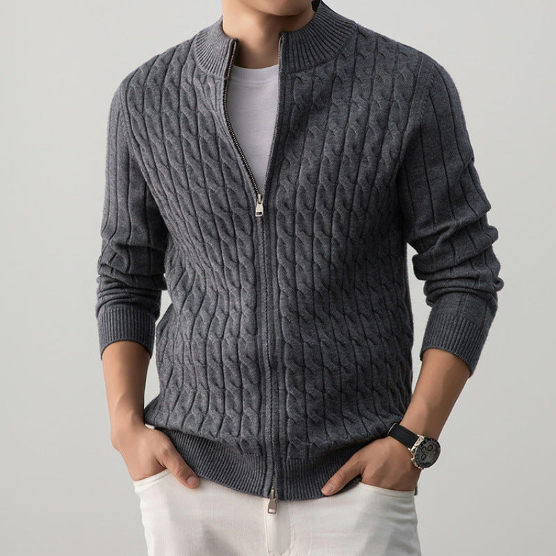 Reginald | Mens Jacquard Knit Cardigan Heavyweight Thick Jumper Jacket - 2