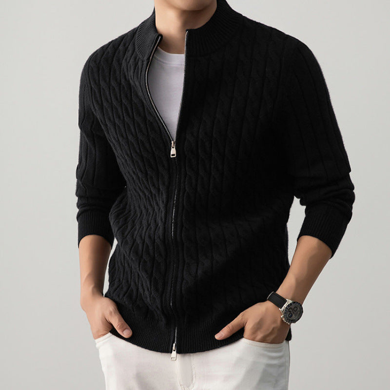 Reginald | Mens Jacquard Knit Cardigan Heavyweight Thick Jumper Jacket - 3