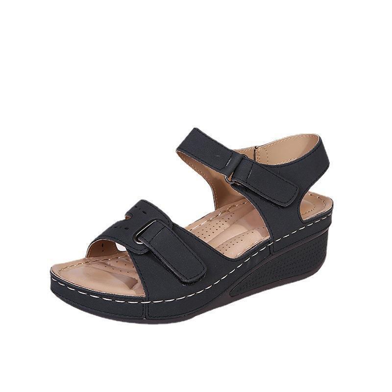 Renata | Womens Round Toe Cut Out Wedge Comfort Sandals - 5